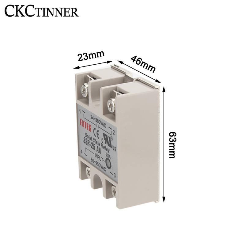 White Shell Single Phase SSR -10AA/25AA/40AA AC Control AC SSR Solid State Relay 24~380VAC TO 80~250VAC