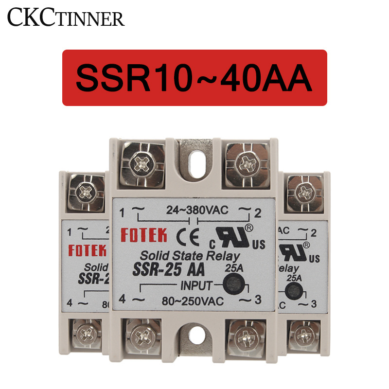 White Shell Single Phase SSR -10AA/25AA/40AA AC Control AC SSR Solid State Relay 24~380VAC TO 80~250VAC