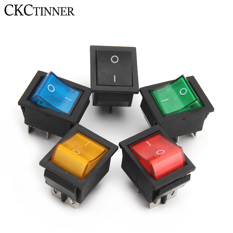 KCD4 Rocker Switch ON/OFF 4Pin/6Pin With Light Power Switch  16A 250VAC/ 20A 125V 35 x 25.5 x 10mm