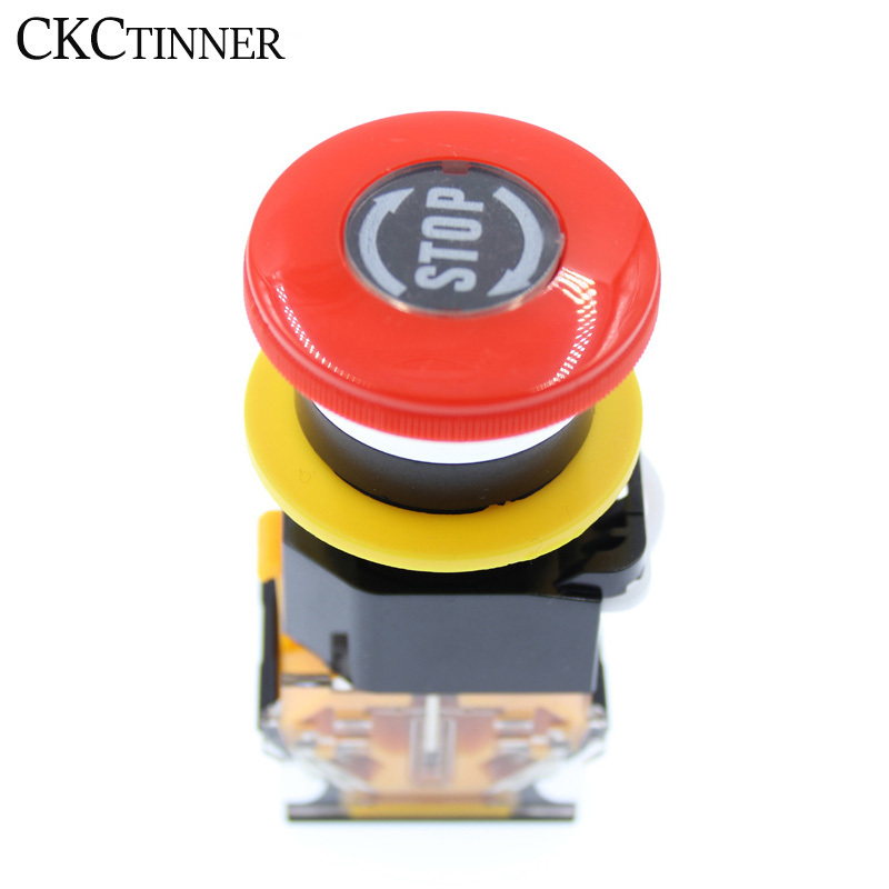 Emergency Power Push Button Switch LA38-11ZS stop Mushroom Head Emergency Stop Button Switch Self-Locking 22mm