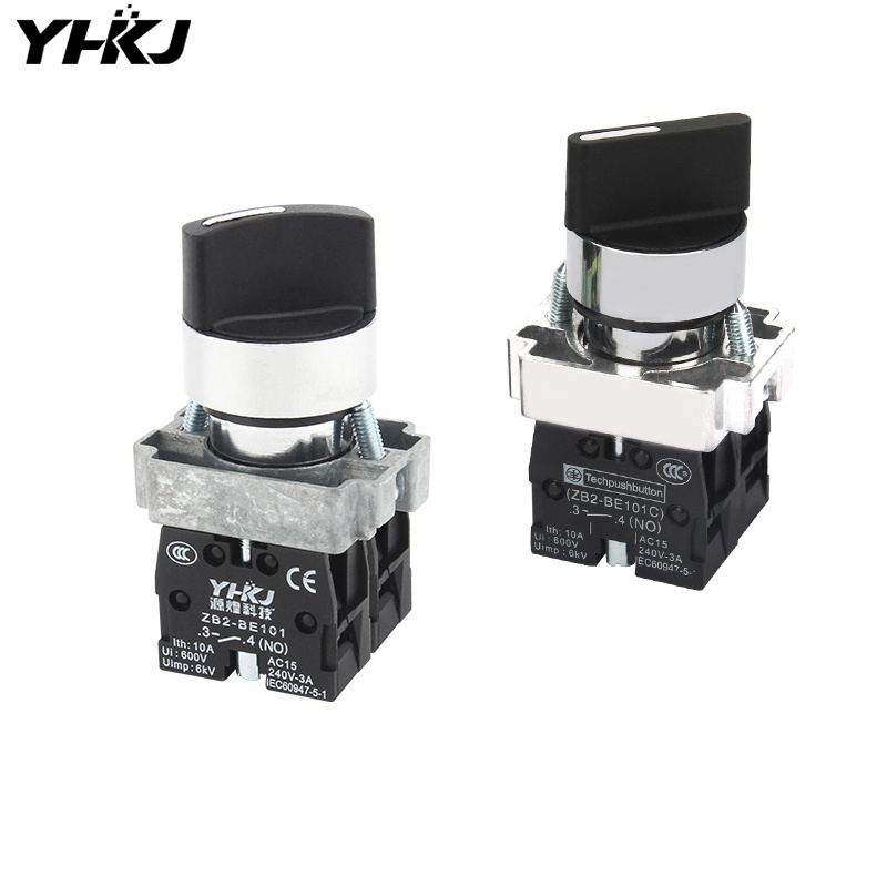 Two gear knob button switch XB2-BD21C self-locking ZB2 rotary selection change-over switch BD25 silver point 22mm