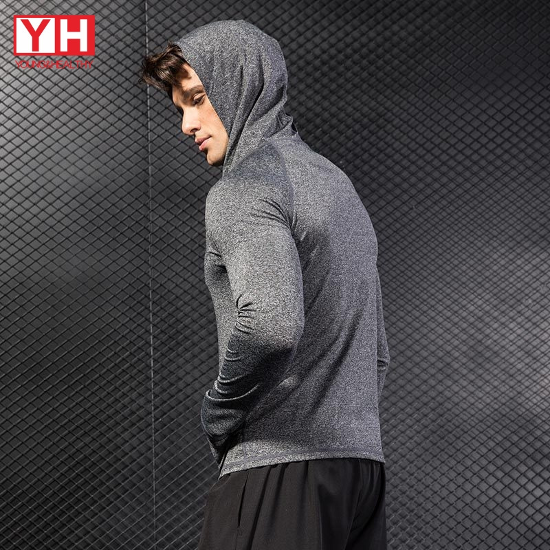 Fast Dry Workout Clothing Men's Sports Hoodie Polyester Male Fitness Apparel Gym Slim Fit Hoodies For Men