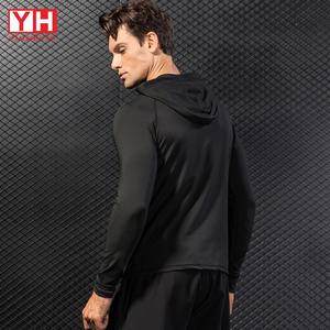 Fast Dry Workout Clothing Men's Sports Hoodie Polyester Male Fitness Apparel Gym Slim Fit Hoodies For Men