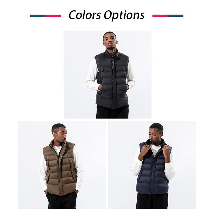 High Quality Custom Sleeveless Puffer Padded Vest Jacket For Men Logo Wholesale Windproof Zipper Down Puffer Jackets Men's Vests