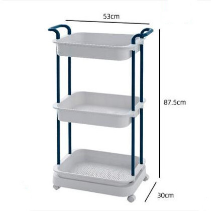 Kitchen, multi-storey, rectangular storage shelves, bedrooms, movable floor shelves, bathrooms, small trolleys