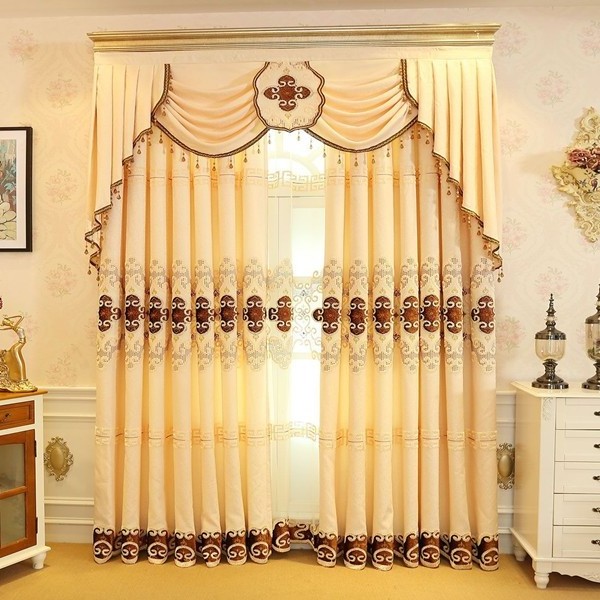 Luxury arabic curtain for living room Custom Grey Golden grommet blackout window