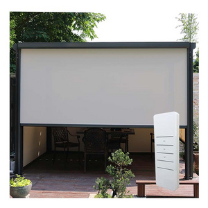 Windproof waterproof Blackout zip screen outdoor roller blind Indoor Outdoor Motorized Electric Roller Blind With Gazebo Pergola