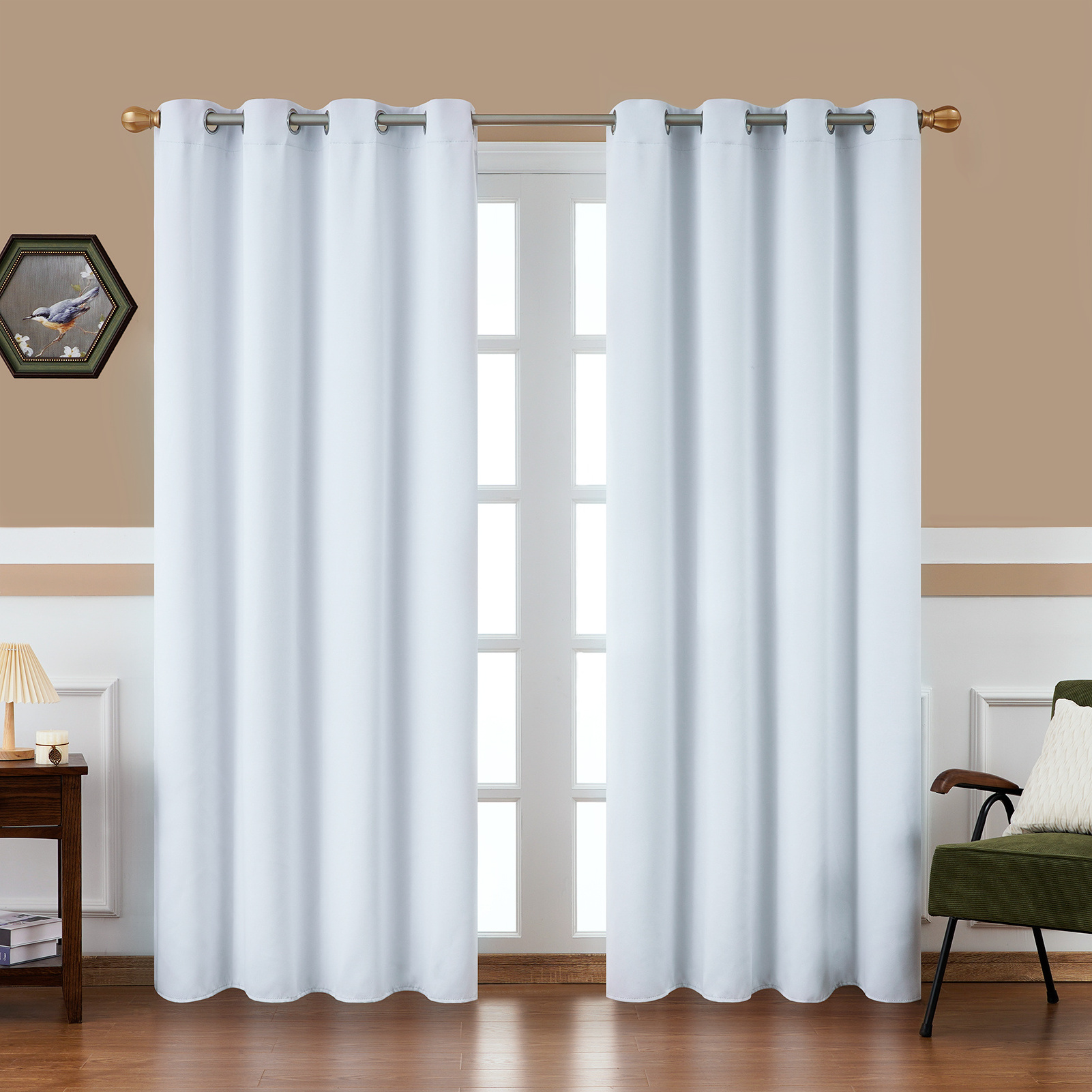 European style 100% polyester white hotel curtain decorative custom hotel blackout curtains for the living room