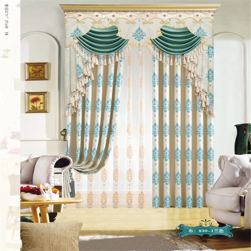 100% Polyester Blackout luxury turkish curtains decorative window curtain for the living room