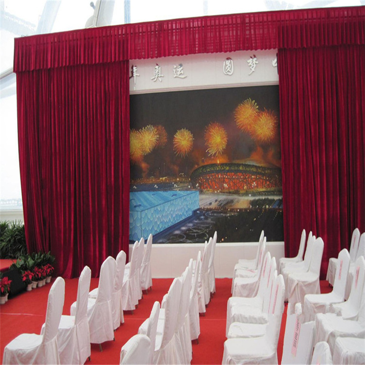 100% blackout fabric polyester Motorized stage curtain in big place