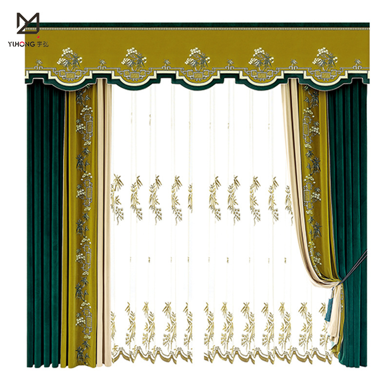 Curtain Bedding Set Classical luxury villa living room Curtains embroidered blackout window arabic curtains