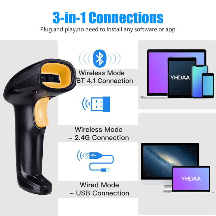 2D Bluetooth Barcode Scanner Compatible Android/IOS/Windows/Mac Bluetooth Barcode Reader