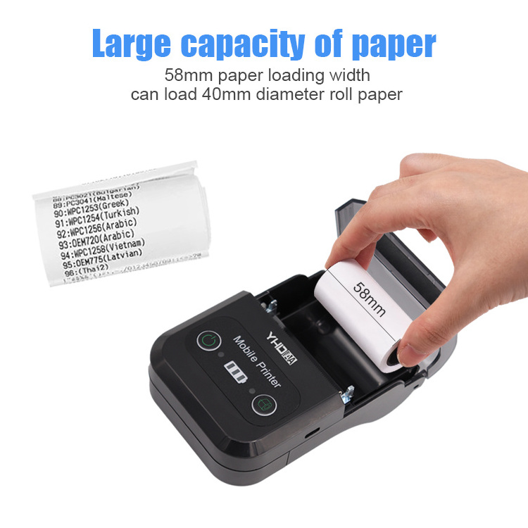 YHDAA Factory Portable receipt mini thermal printer impresoras termicals for bluetooth mobile phone 58mm thermal printer