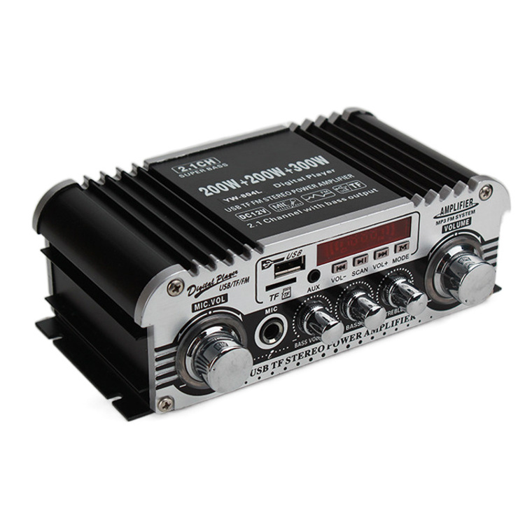 Mini HiFi 2.1 Channel Car Audio Amplifier USB BT Wireless 12V MP3 Car Stereo Player Auto Sound Subwoofer Amplifier