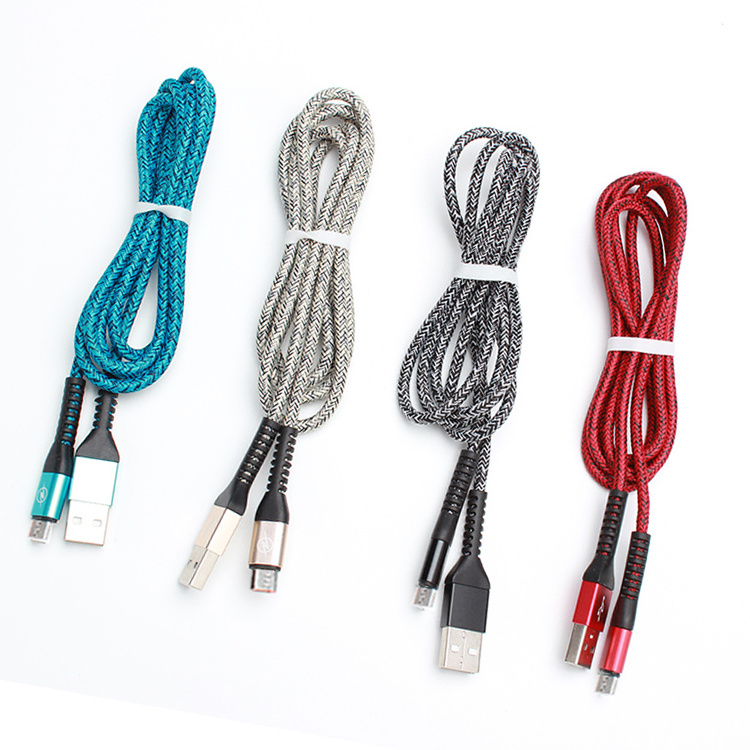 New design snowflake nylon braided android smart mobile phone micro usb charger data sync cable