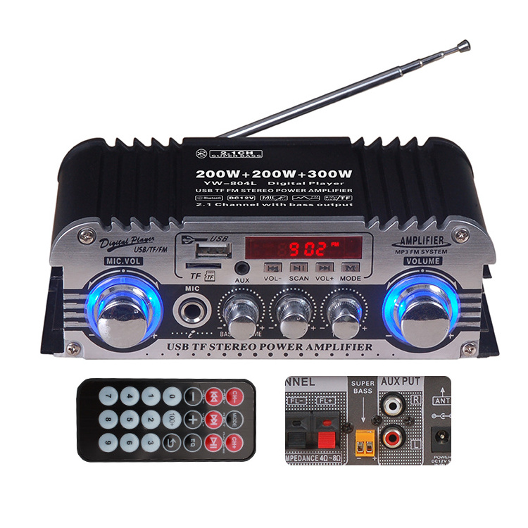 Mini HiFi 2.1 Channel Car Audio Amplifier USB BT Wireless 12V MP3 Car Stereo Player Auto Sound Subwoofer Amplifier