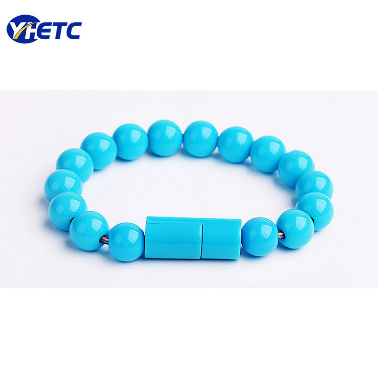 Multi-Functional Beads Bracelet Sync Data Sync Charging USB Cable for Android Phone