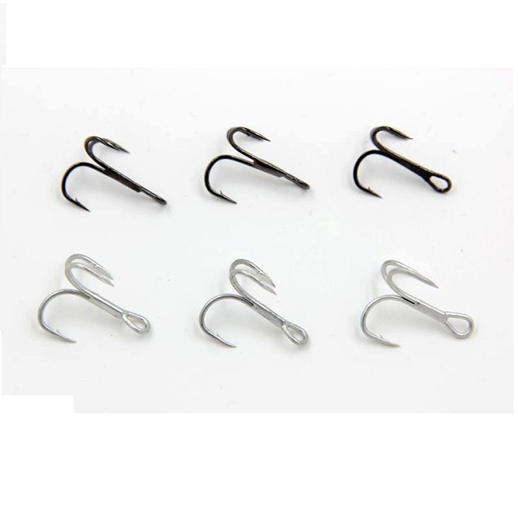 YH87 10pcs 4  Fishing Hook  High Carbon Treble Hooks Super Sharpened solid size Triple Barbed Steel Fish hook