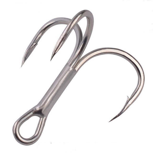 YH87 10pcs 4  Fishing Hook  High Carbon Treble Hooks Super Sharpened solid size Triple Barbed Steel Fish hook