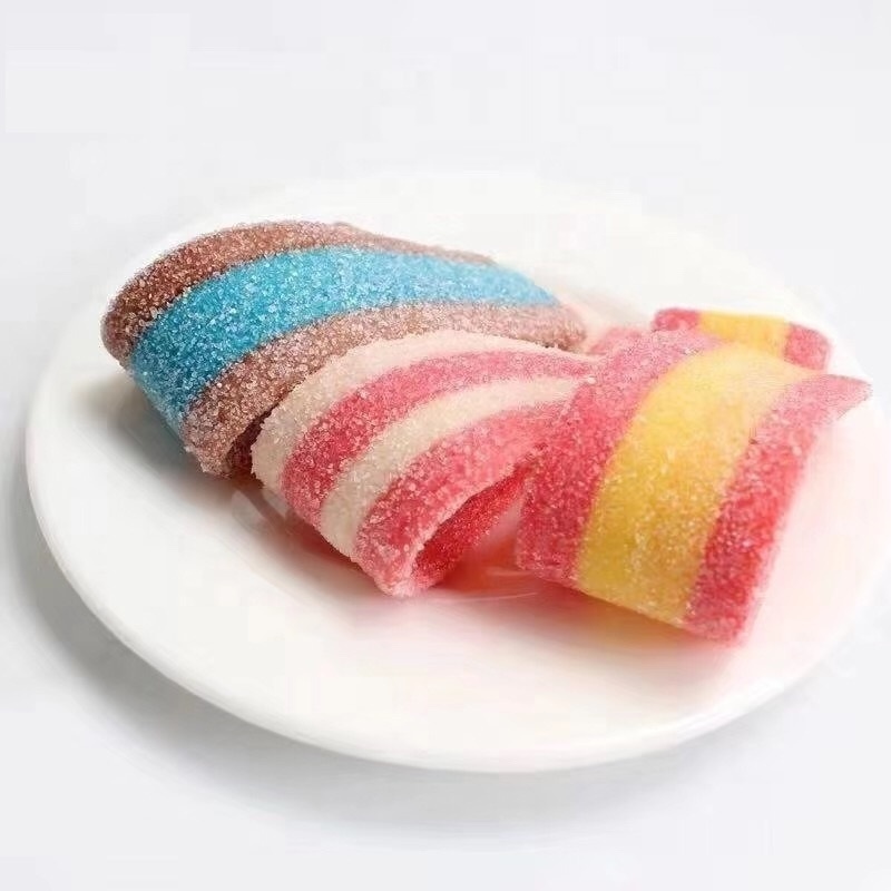 strawberry Sour Belt VC sour ring roll gummy jelly candy