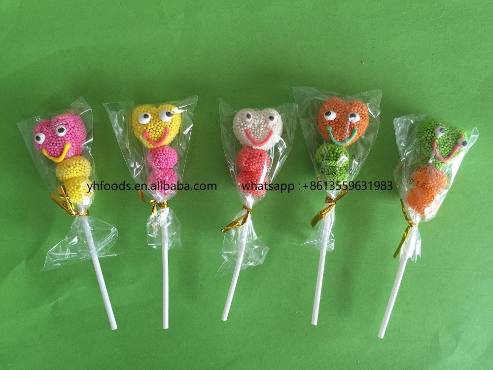 Cartoon scoop canned Shape fruit jelly ball small face Traffic light jelly pop soft candy stick lollipop