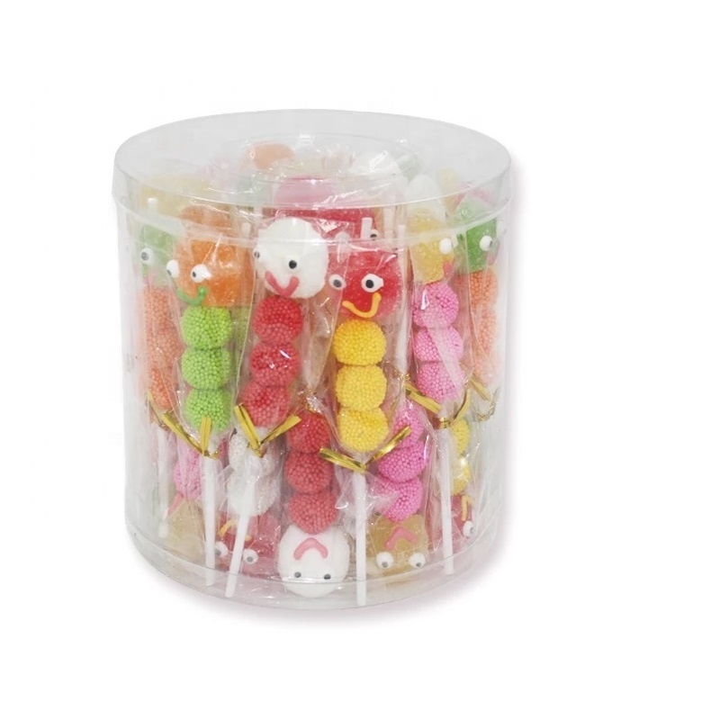 Cartoon scoop canned Shape fruit jelly ball small face Traffic light jelly pop soft candy stick lollipop