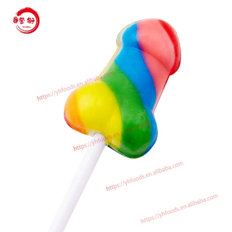 70g Penis pecker cock Rainbow Hard Lollipop Candy