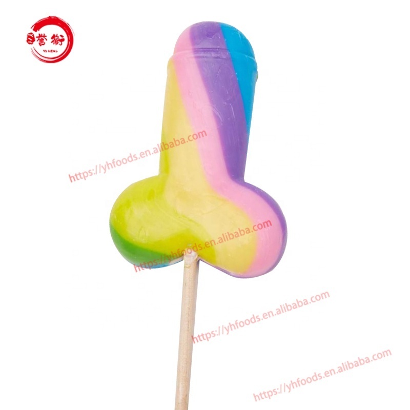 70g Penis pecker cock Rainbow Hard Lollipop Candy