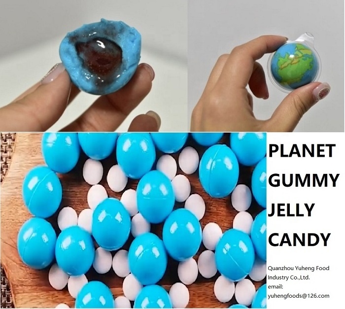 HALAL Fruity blueberry flavor 3D blue Plant Earth jam filling syrup filled gummy sweet candy hotselling south korea