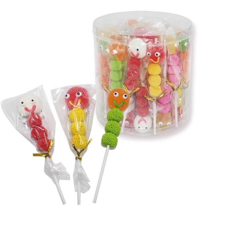 Cartoon scoop canned Shape fruit jelly ball small face Traffic light jelly pop soft candy stick lollipop