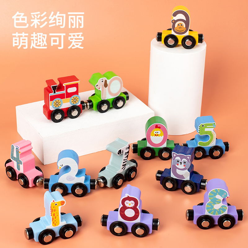 Magneic number learning mini train toy for toddlers  Wooden Alphabet Car Train