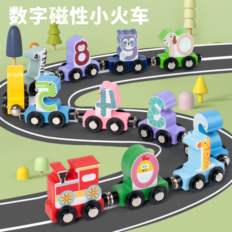 Magneic number learning mini train toy for toddlers  Wooden Alphabet Car Train