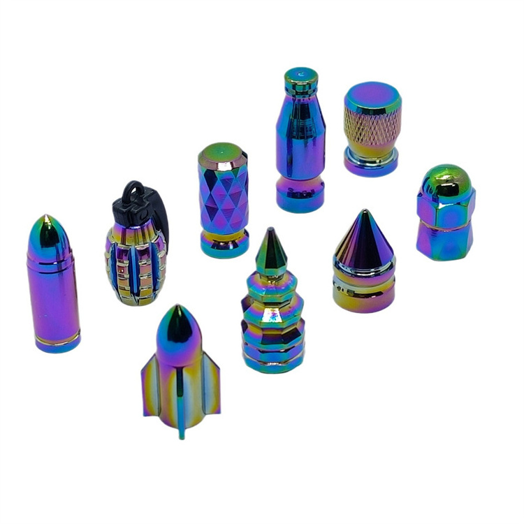 Neo Chrome Anodized Grenade Valve Stem Cap Kit