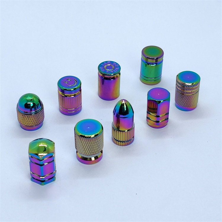 Neo Chrome Anodized Grenade Valve Stem Cap Kit