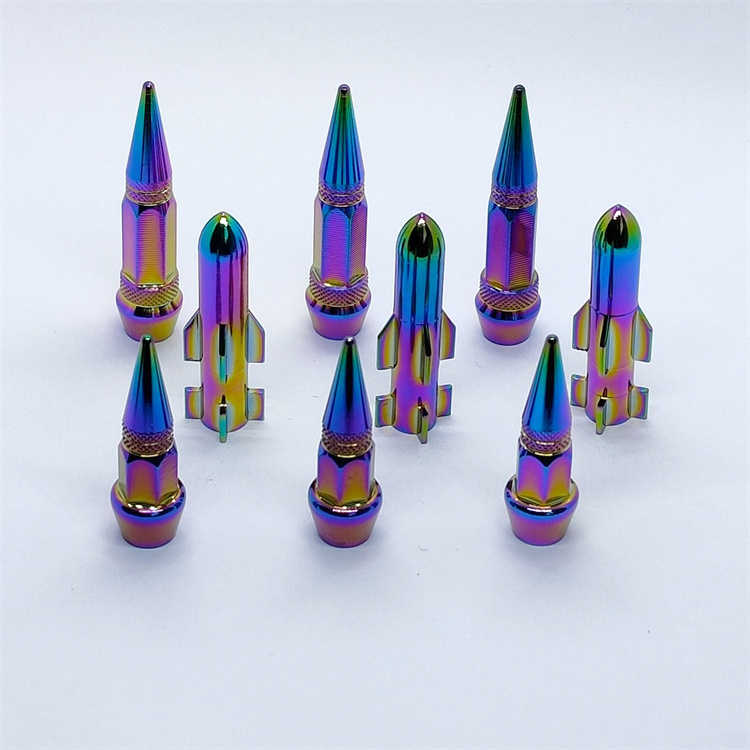 Neo Chrome Anodized Grenade Valve Stem Cap Kit