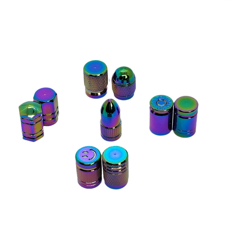 Neo Chrome Anodized Grenade Valve Stem Cap Kit