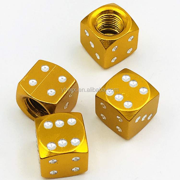 Aluminum Dice Valve Caps Tire Air Valve Stem Caps Cover for Car Trunk Bike Bicycle Wheel