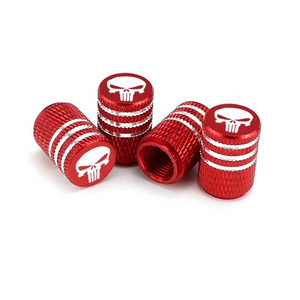 Round Style Air Covers Red Aluminum Car Tire Valve Stem Caps