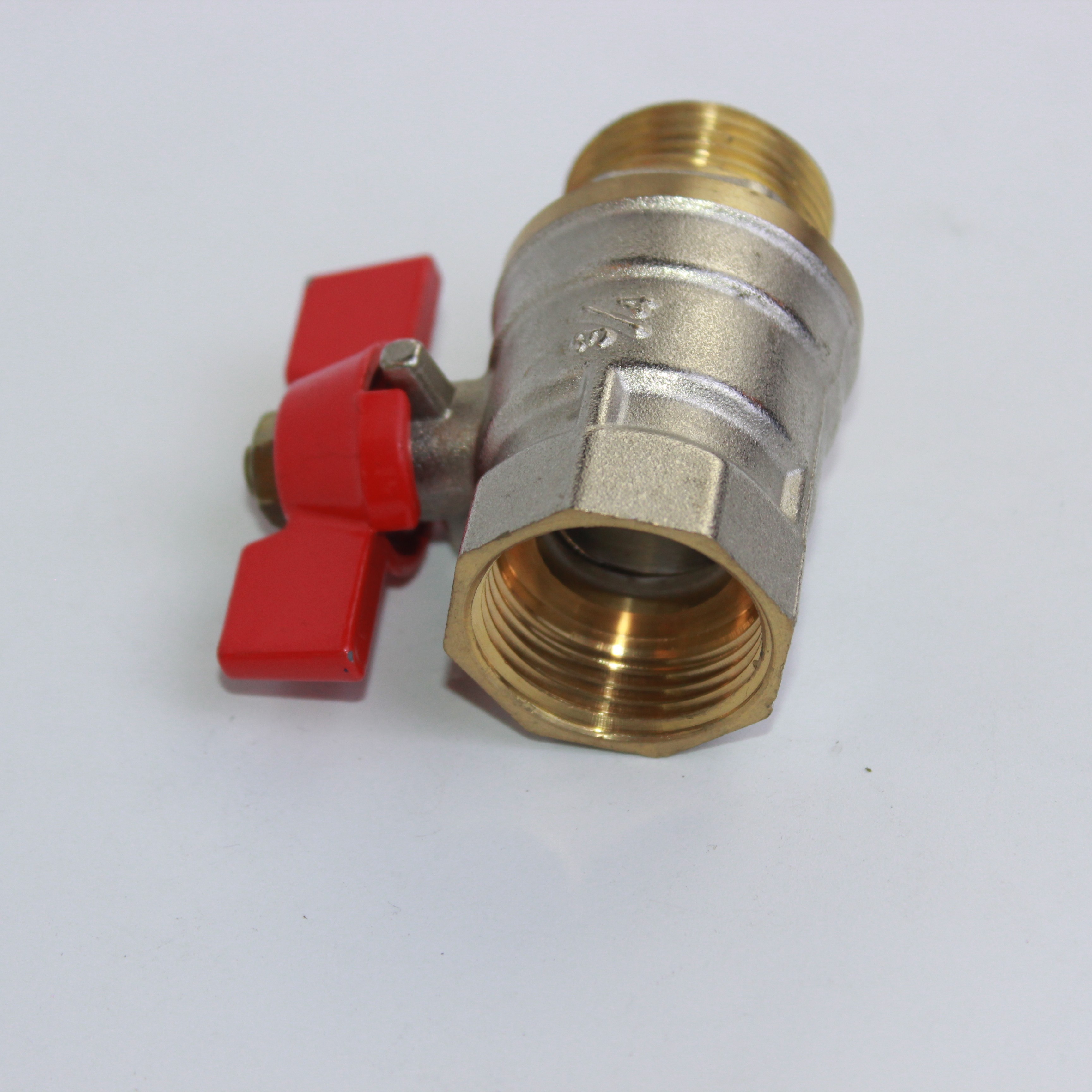 gas ball valve brass mini ball valve with red short butterfly handle female and male thread 3/4inch for gas valve