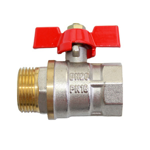 gas ball valve brass mini ball valve with red short butterfly handle female and male thread 3/4inch for gas valve