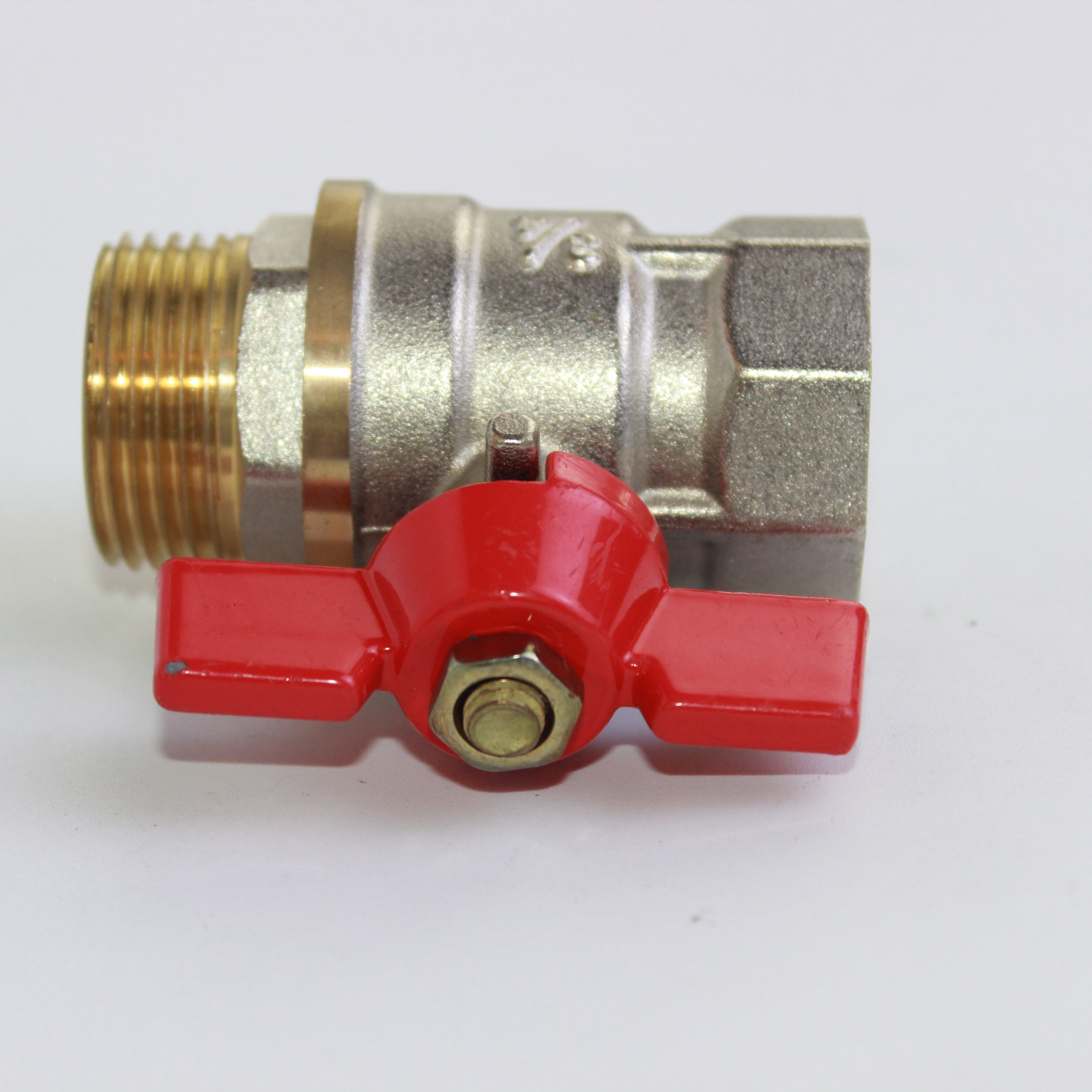 gas ball valve brass mini ball valve with red short butterfly handle female and male thread 3/4inch for gas valve