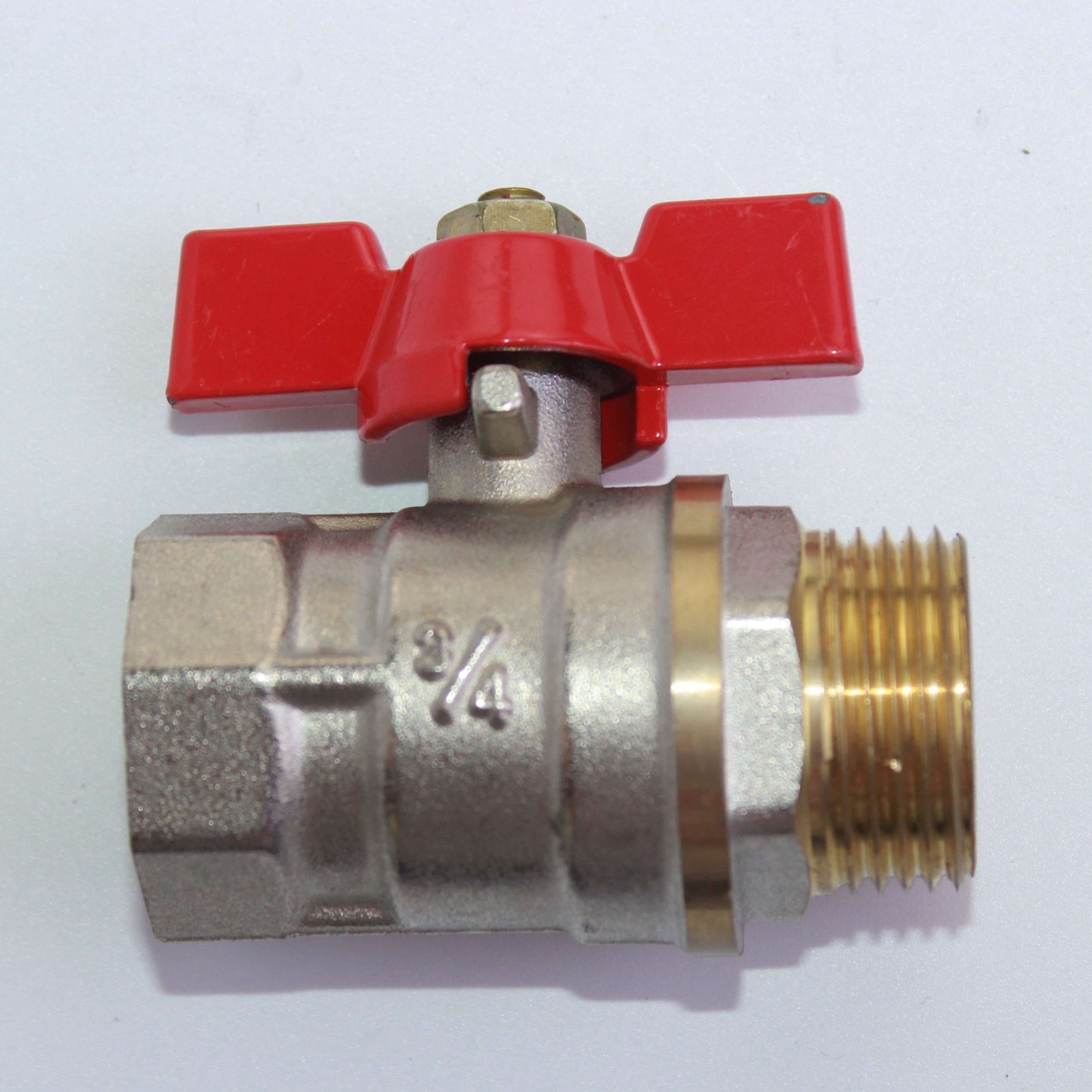 gas ball valve brass mini ball valve with red short butterfly handle female and male thread 3/4inch for gas valve