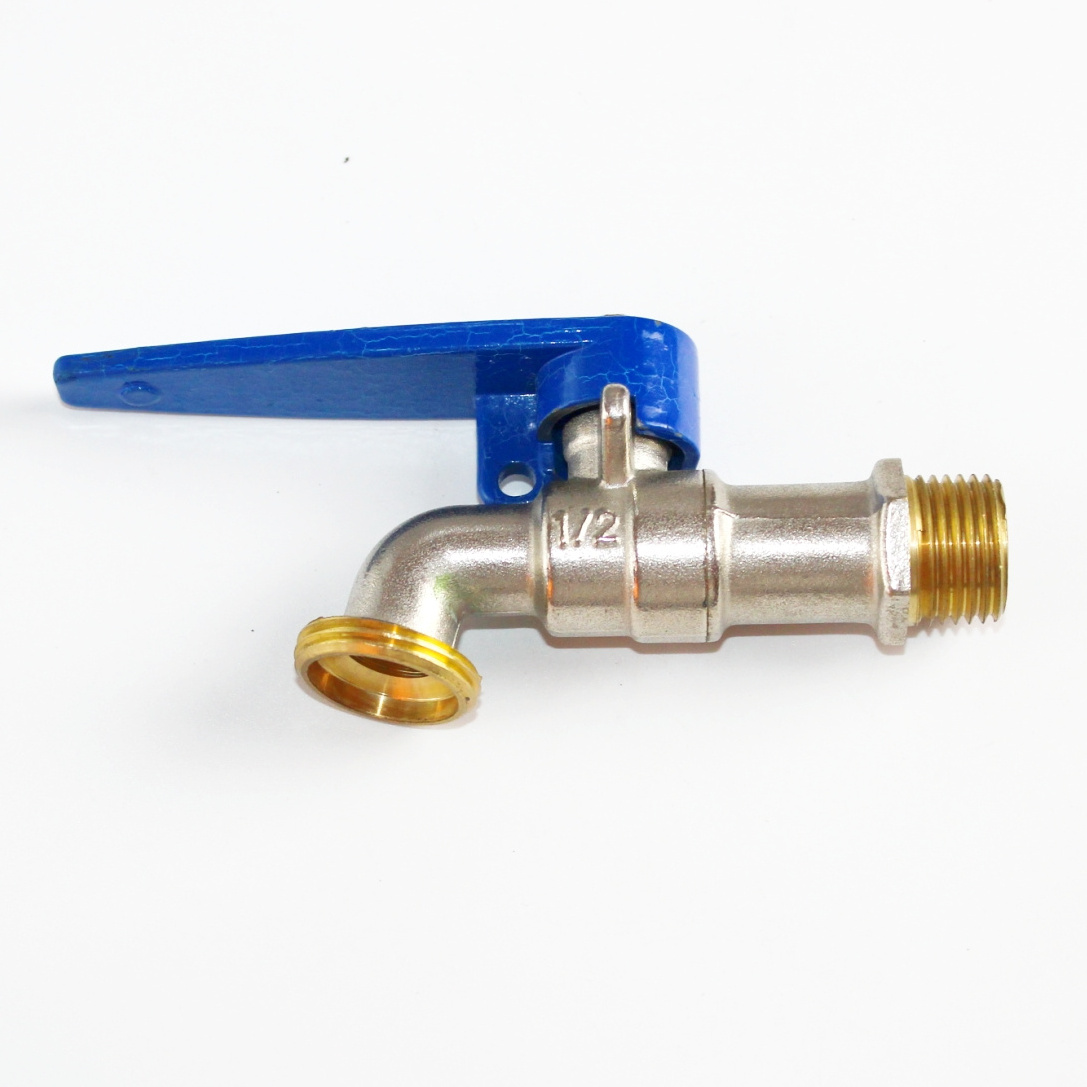 Lockable Brass 1/2 Bibcock Taps Garden Faucet Blue Long Handle Hose Bib