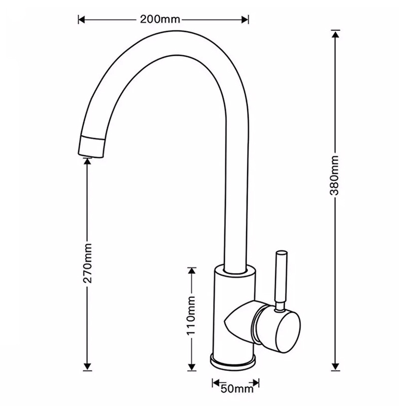 GEE-N Luxury Silver Brushed Kitchen Stainless Steel 304 Faucet 180 Degree Rotating Sink Faucet