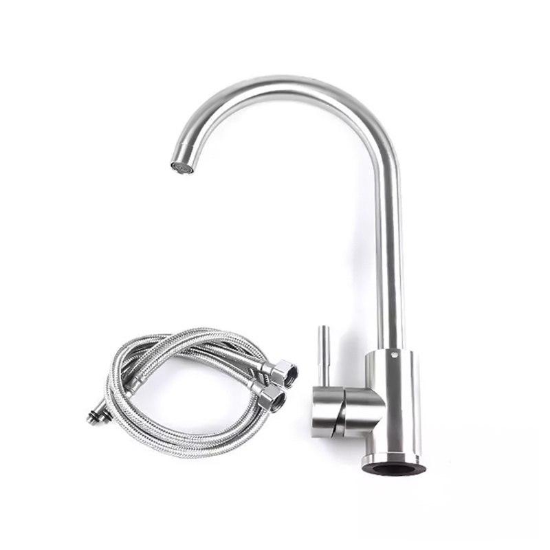 GEE-N Luxury Silver Brushed Kitchen Stainless Steel 304 Faucet 180 Degree Rotating Sink Faucet