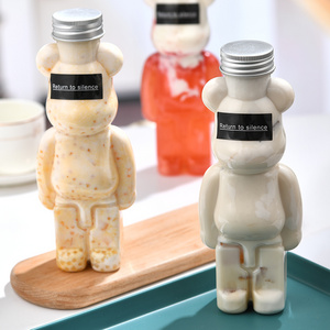 China Manufactory Plastic Bear Shape Bottle For Juice Bubble Tea