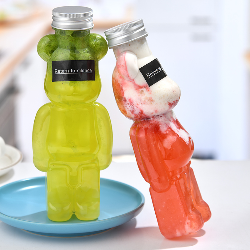 China Manufactory Plastic Bear Shape Bottle For Juice Bubble Tea