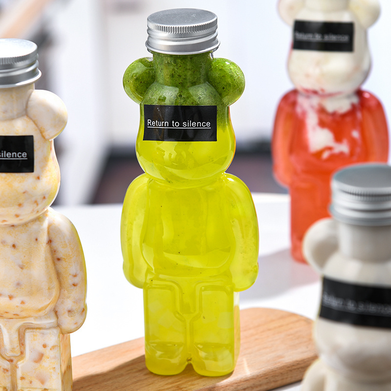 China Manufactory Plastic Bear Shape Bottle For Juice Bubble Tea