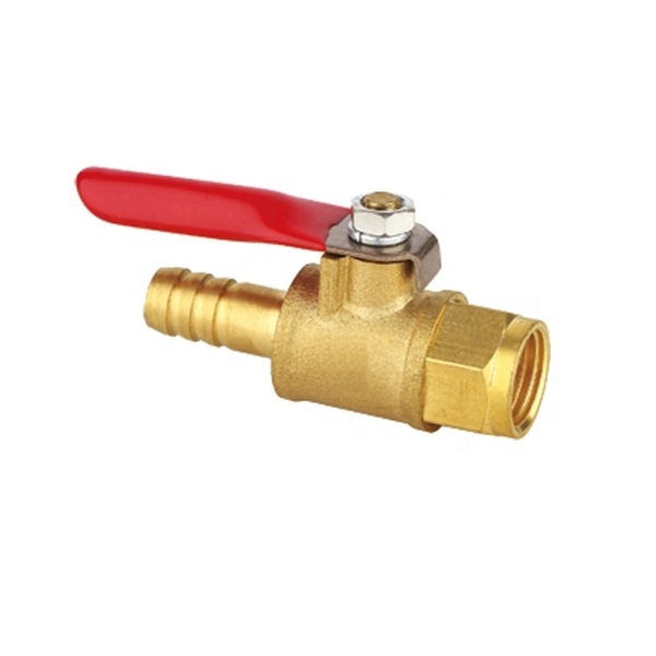 1/4 inch  Brass Lever Handle Double Hose Pipe Connectors Barb Ball Valves