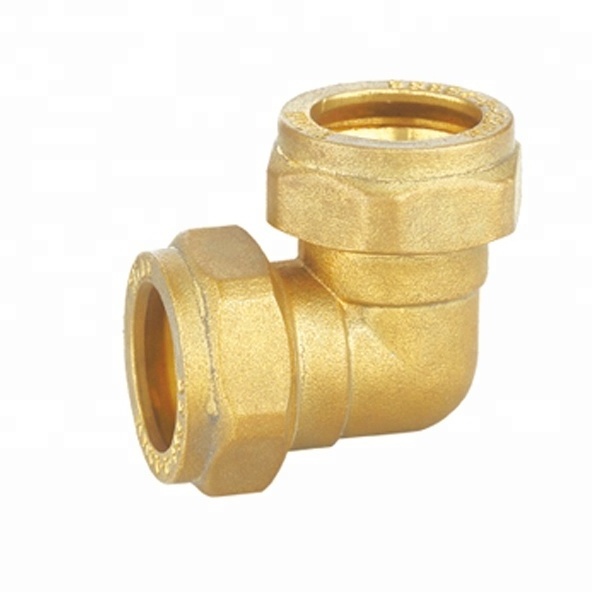 Brass elbow 90 degree connector compression pipe fitting